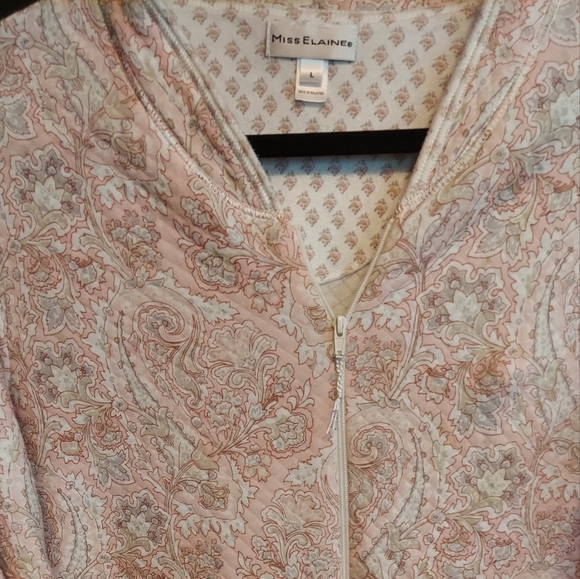 Miss Elaine French Terry robe long sleeves pockets zip up large - Picture 3 of 4